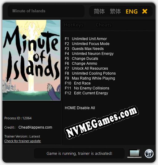 Treinador liberado para Minute of Islands [v1.0.3]