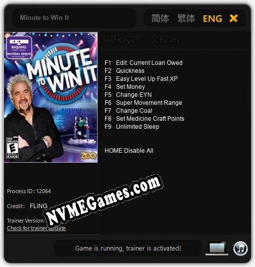 Minute to Win It: Cheats, Trainer +9 [FLiNG]