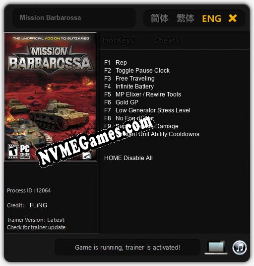 Treinador liberado para Mission Barbarossa [v1.0.7]