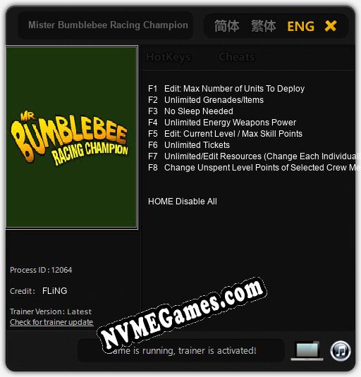 Mister Bumblebee Racing Champion: Treinador (V1.0.75)