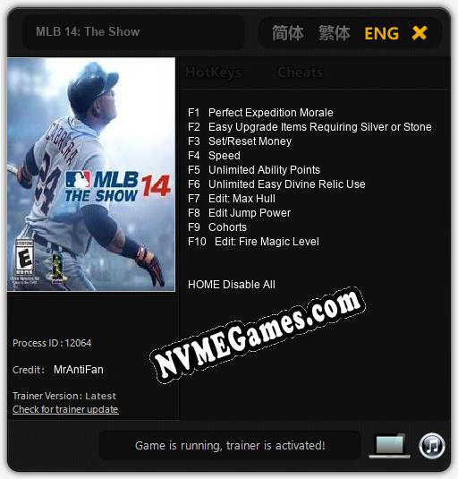 Treinador liberado para MLB 14: The Show [v1.0.8]