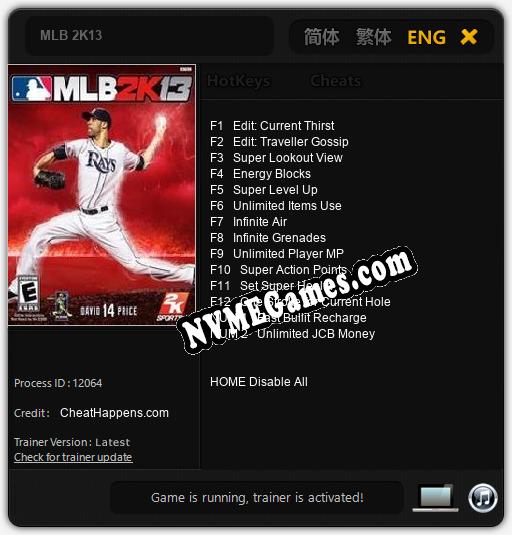 MLB 2K13: Cheats, Trainer +14 [CheatHappens.com]