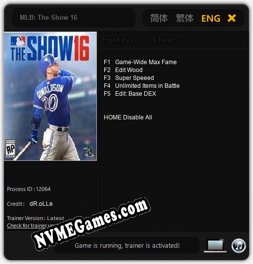 MLB: The Show 16: Cheats, Trainer +5 [dR.oLLe]