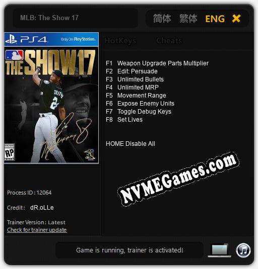 MLB: The Show 17: Trainer +8 [v1.2]