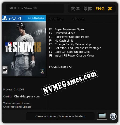 MLB: The Show 18: Trainer +8 [v1.1]