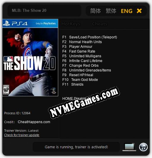 MLB: The Show 20: Cheats, Trainer +11 [CheatHappens.com]