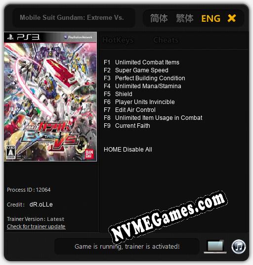 Mobile Suit Gundam: Extreme Vs.: Trainer +9 [v1.7]