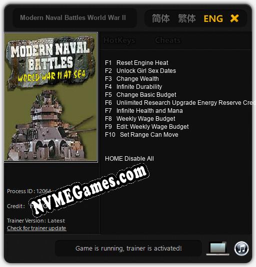 Treinador liberado para Modern Naval Battles World War II at Sea [v1.0.5]