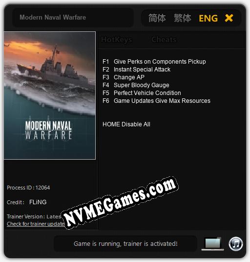 Treinador liberado para Modern Naval Warfare [v1.0.2]