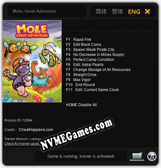 Mole: Great Adventure: Cheats, Trainer +11 [CheatHappens.com]