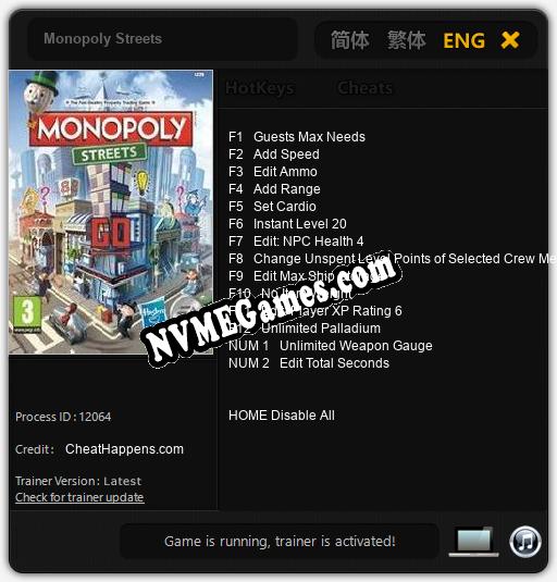 Treinador liberado para Monopoly Streets [v1.0.3]