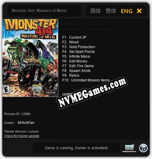 Monster 4x4: Masters of Metal: Cheats, Trainer +10 [MrAntiFan]