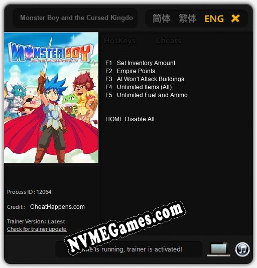 Monster Boy and the Cursed Kingdom: Treinador (V1.0.89)