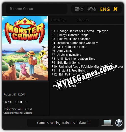 Monster Crown: Cheats, Trainer +12 [dR.oLLe]