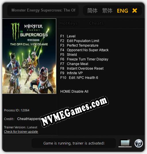 Monster Energy Supercross: The Official Videogame 2: Treinador (V1.0.39)