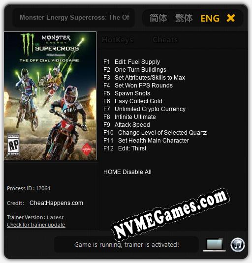 Monster Energy Supercross: The Official Videogame: Treinador (V1.0.7)