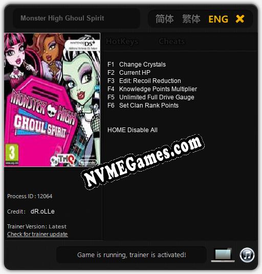 Monster High Ghoul Spirit: Cheats, Trainer +6 [dR.oLLe]