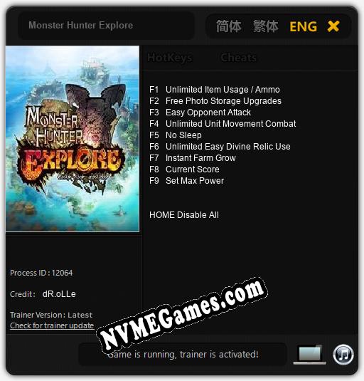 Monster Hunter Explore: Cheats, Trainer +9 [dR.oLLe]