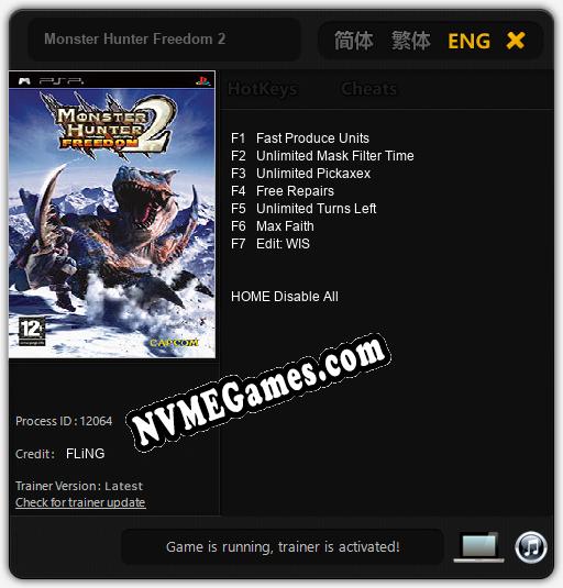 Monster Hunter Freedom 2: Cheats, Trainer +7 [FLiNG]