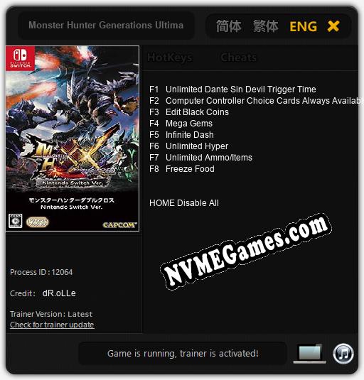 Monster Hunter Generations Ultimate: Treinador (V1.0.57)