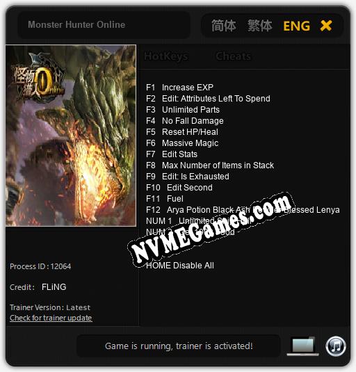 Monster Hunter Online: Trainer +14 [v1.2]