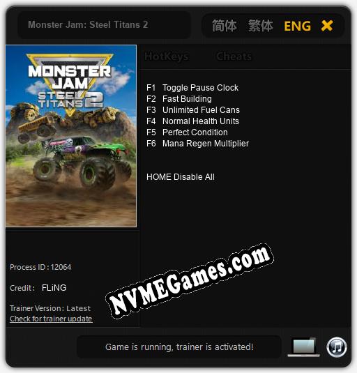 Monster Jam: Steel Titans 2: Treinador (V1.0.10)