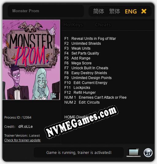 Monster Prom: Treinador (V1.0.80)