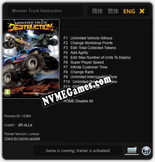 Monster Truck Destruction: Trainer +11 [v1.5]