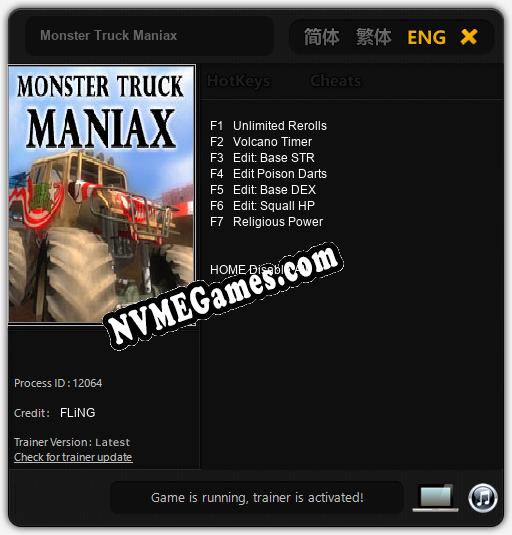 Monster Truck Maniax: Treinador (V1.0.4)