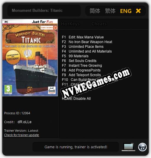 Monument Builders: Titanic: Trainer +11 [v1.8]