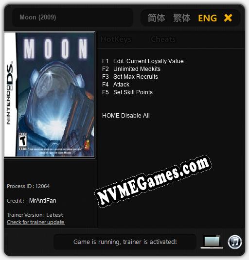 Moon (2009): Trainer +5 [v1.9]