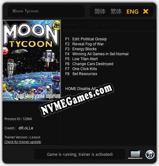 Moon Tycoon: Trainer +8 [v1.5]