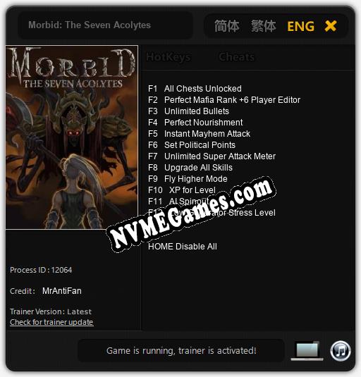 Treinador liberado para Morbid: The Seven Acolytes [v1.0.9]