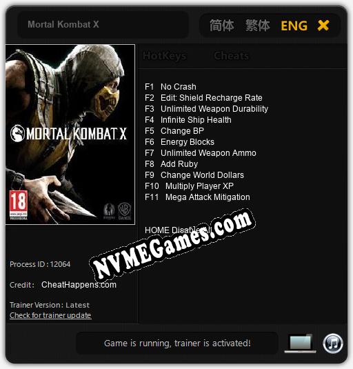 Mortal Kombat X: Cheats, Trainer +11 [CheatHappens.com]