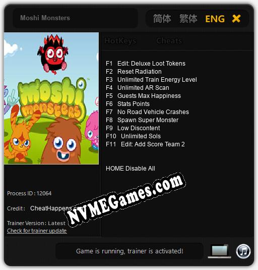 Moshi Monsters: Trainer +11 [v1.7]