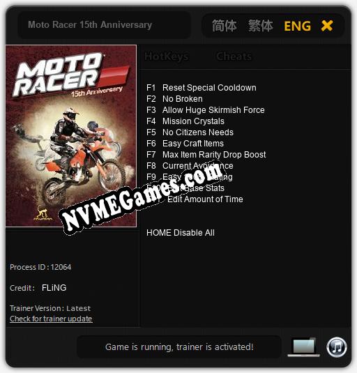 Moto Racer 15th Anniversary: Cheats, Trainer +11 [FLiNG]