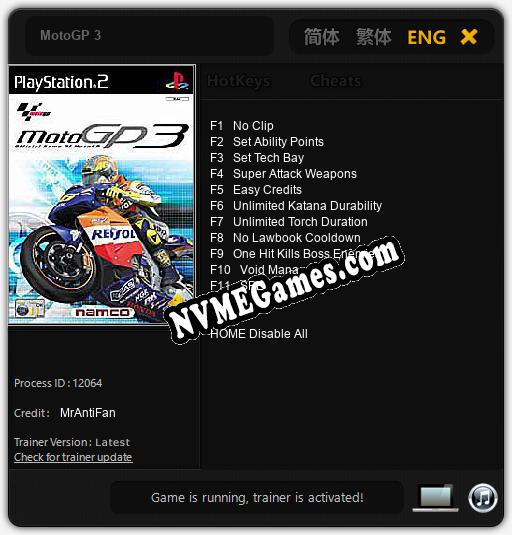 MotoGP 3: Cheats, Trainer +11 [MrAntiFan]