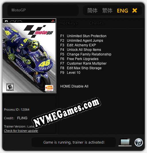 MotoGP: Cheats, Trainer +9 [FLiNG]