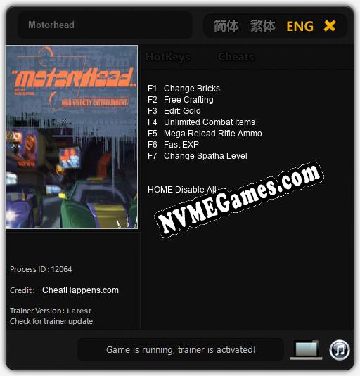 Motorhead: Cheats, Trainer +7 [CheatHappens.com]