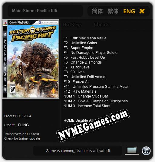 MotorStorm: Pacific Rift: Trainer +15 [v1.2]