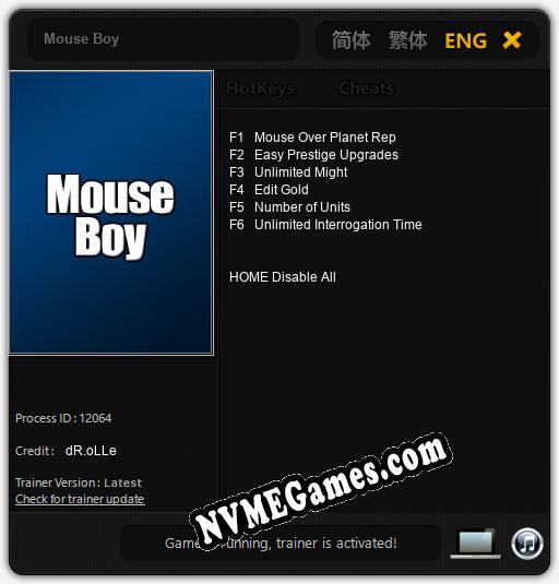 Mouse Boy: Treinador (V1.0.63)