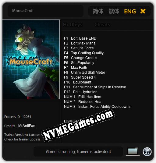 MouseCraft: Cheats, Trainer +15 [MrAntiFan]