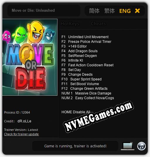 Move or Die: Unleashed: Treinador (V1.0.20)