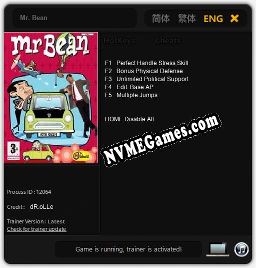 Treinador liberado para Mr. Bean [v1.0.6]