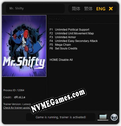 Mr. Shifty: Cheats, Trainer +6 [dR.oLLe]