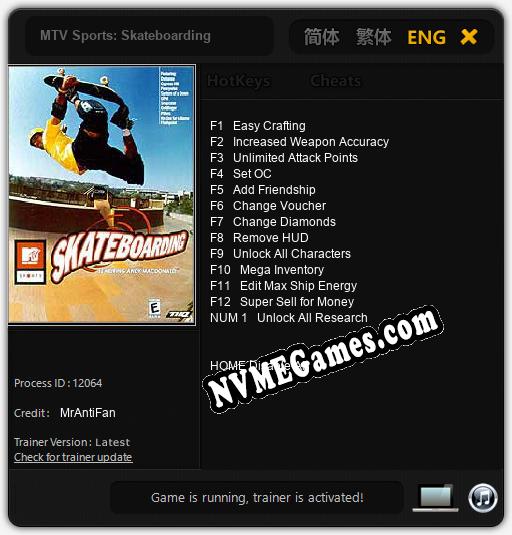 MTV Sports: Skateboarding: Treinador (V1.0.3)