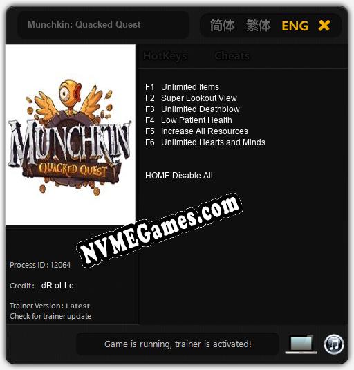 Munchkin: Quacked Quest: Trainer +6 [v1.9]