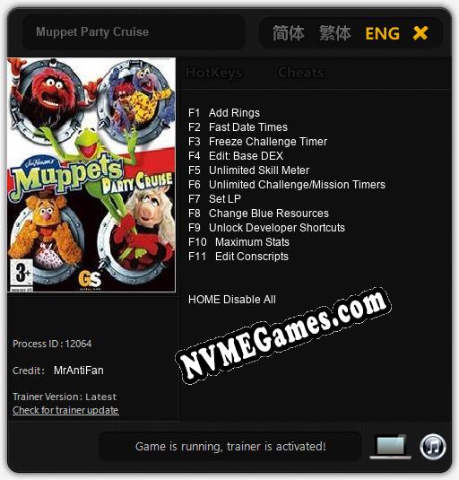 Muppet Party Cruise: Trainer +11 [v1.3]