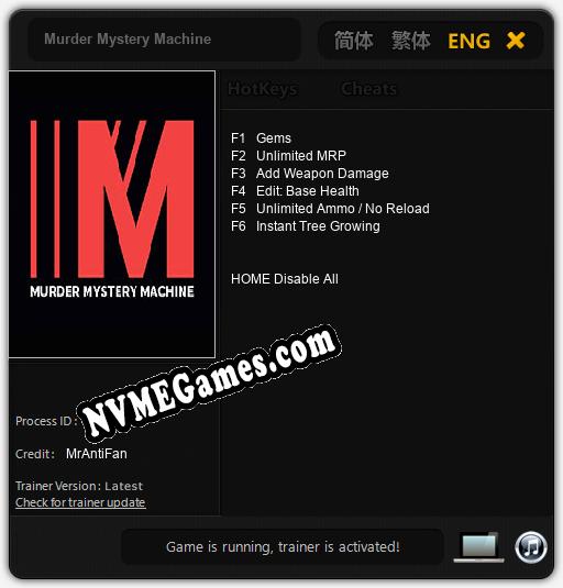 Treinador liberado para Murder Mystery Machine [v1.0.6]