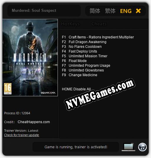 Murdered: Soul Suspect: Treinador (V1.0.24)